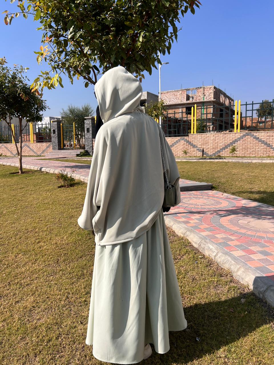 Serenity Flow Two-Piece Modest Abaya Set – Mint Grey