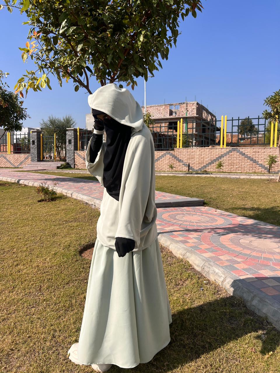 Serenity Flow Two-Piece Modest Abaya Set – Mint Grey