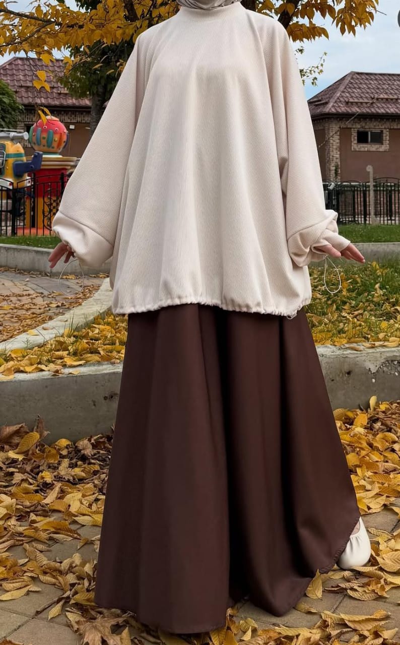 2 pc modest outfit White & Brown
